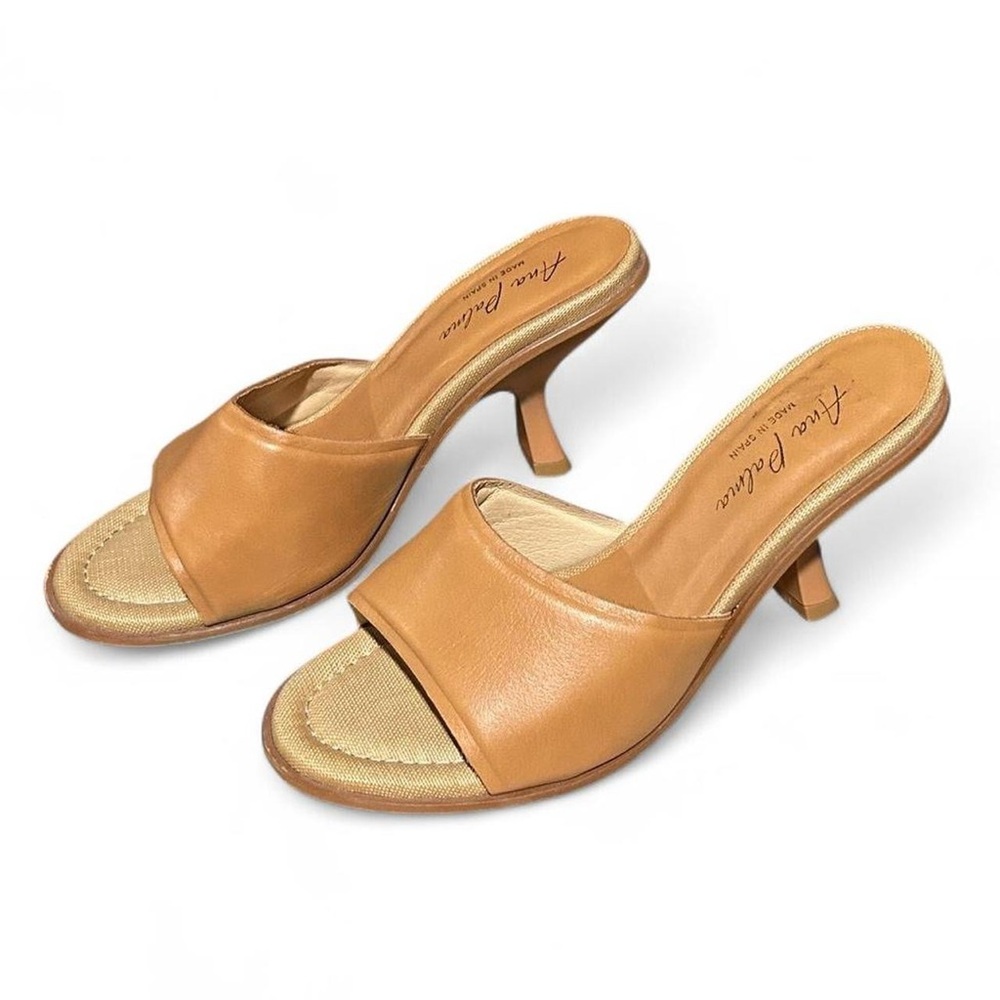 Ana Palma Tan Leather Slide Sandals